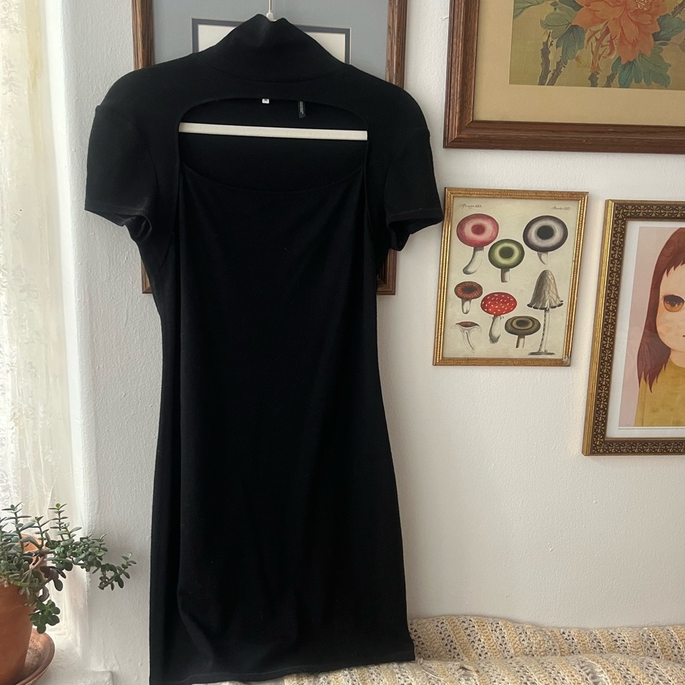 Helmut Lang Tight Black Dress with Cut-Out